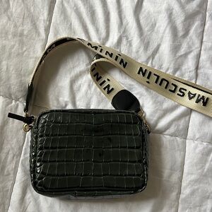 CLARE V Croc-Embossed Crossbody Bag